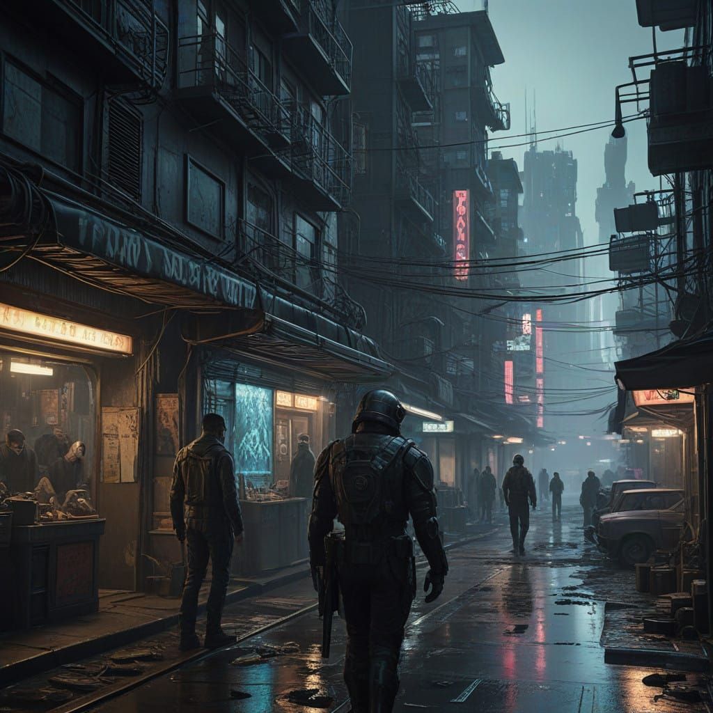 Cyberpunk Metropolis at Dusk