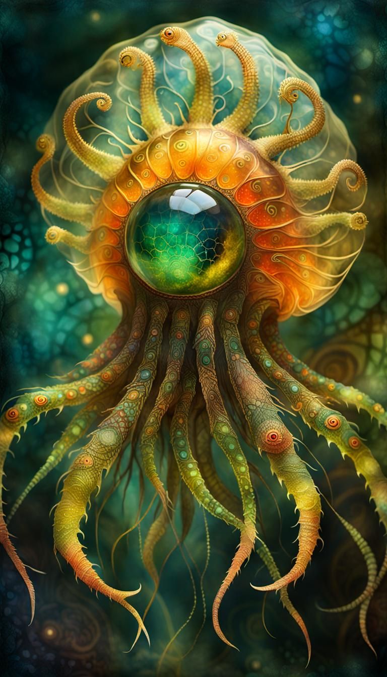 Gilded Jelly Beastie in Alcohol Ink Style