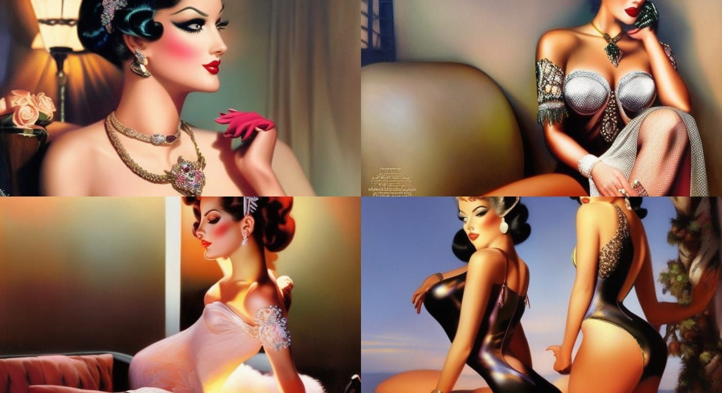 Glamorous Pin-Up Art in Retro Style