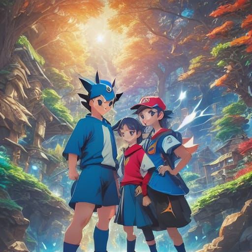 Ash Ketchum and Pikachu in Vibrant Anime Style