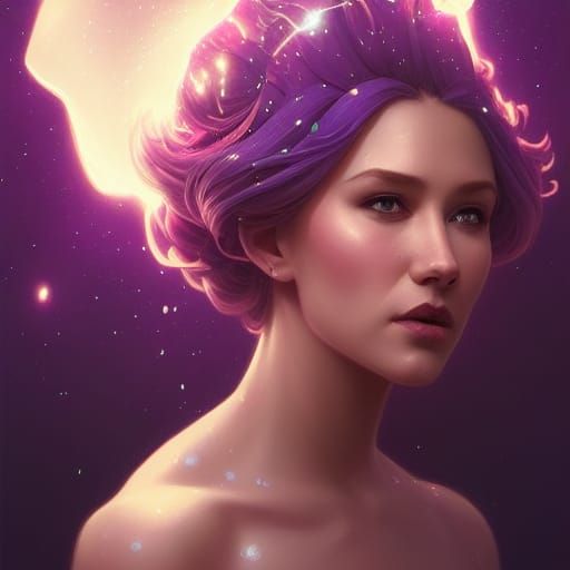 Beautiful Galaxy Queen with Purple Hair