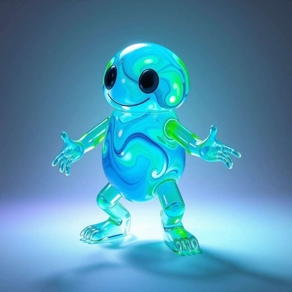 Vibrant Humanoid Candy Creature in Neon Swirls