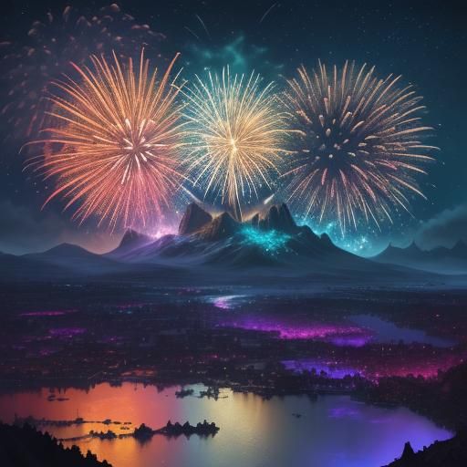 Vibrant Fireworks Light a Fantastical Night Sky