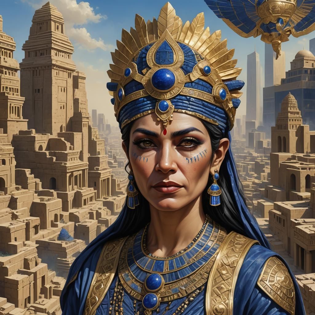 Goddess Shuzianna Enmesharramar in Mesopotamian Revival Maje...