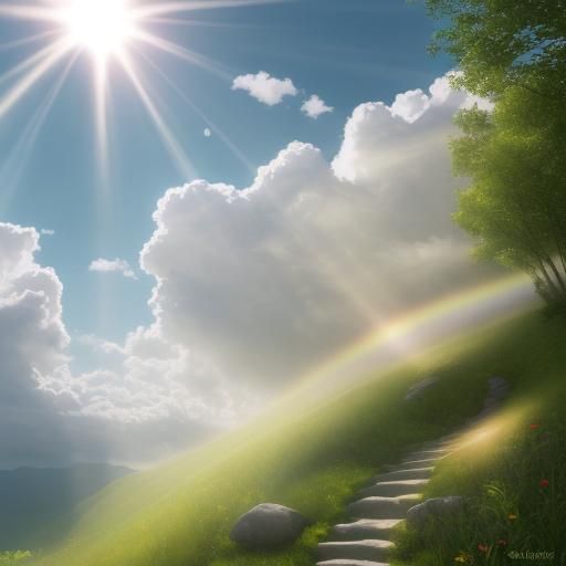 Heavenly Sunshine Beams Through Divine Clouds