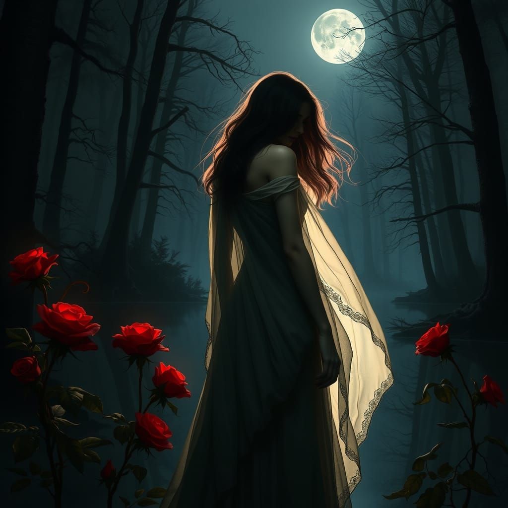 Ethereal Forest Encounter in Gothic Fantasy Art