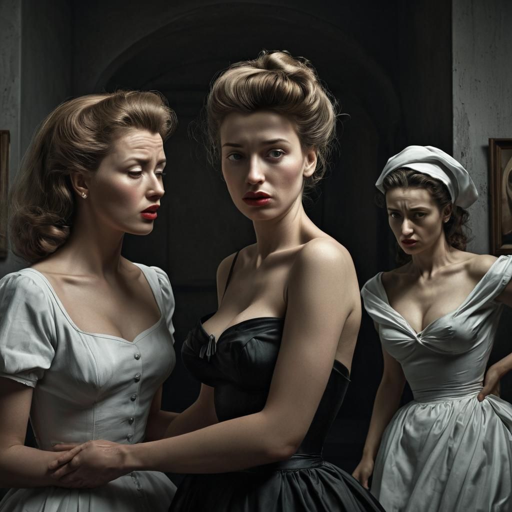 Abstract 1950s Daily Life in Matte Painting Style