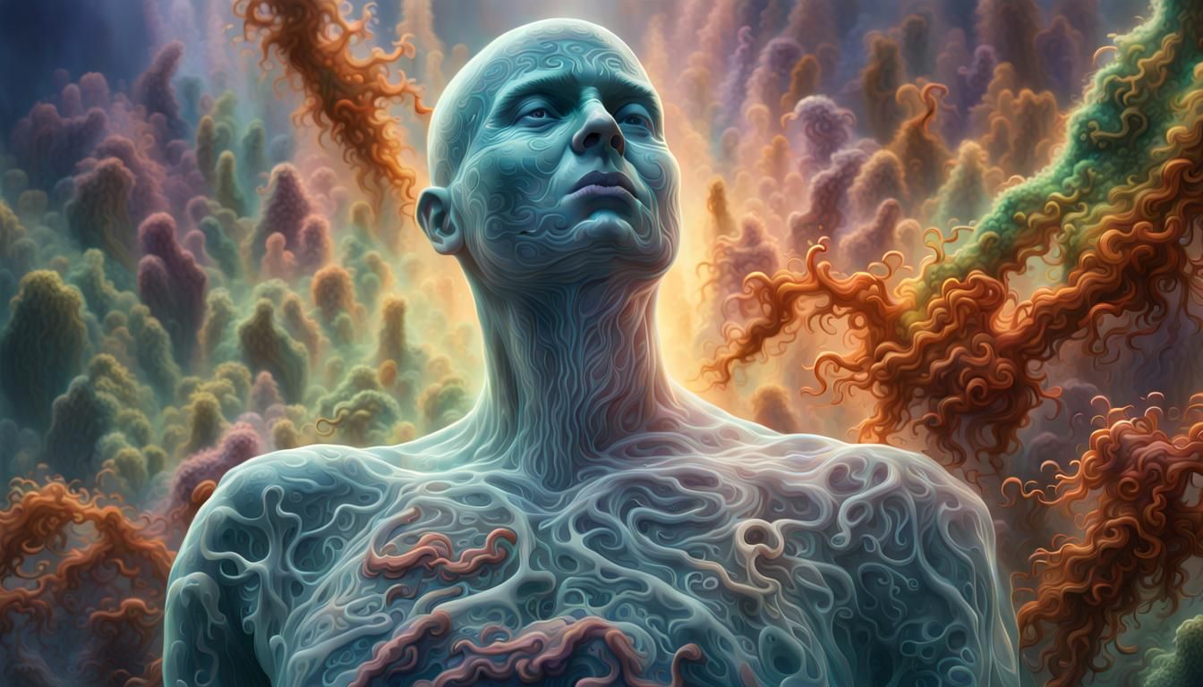 Ethereal Bacteria in Human Body: Hyperdetailed Fantasy Art