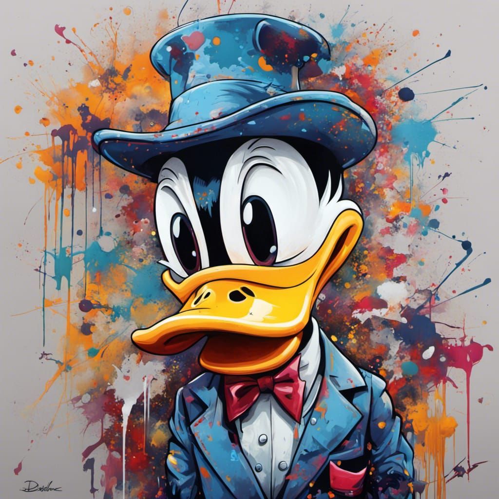 Donald Duck Graffiti Art in a Suit