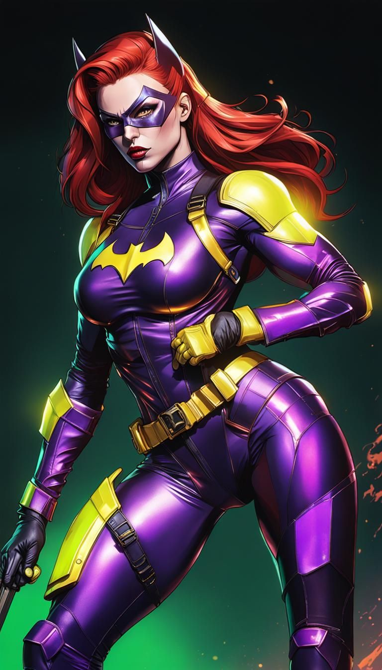Cyberpunk Batgirl Ready for Action in Neon City