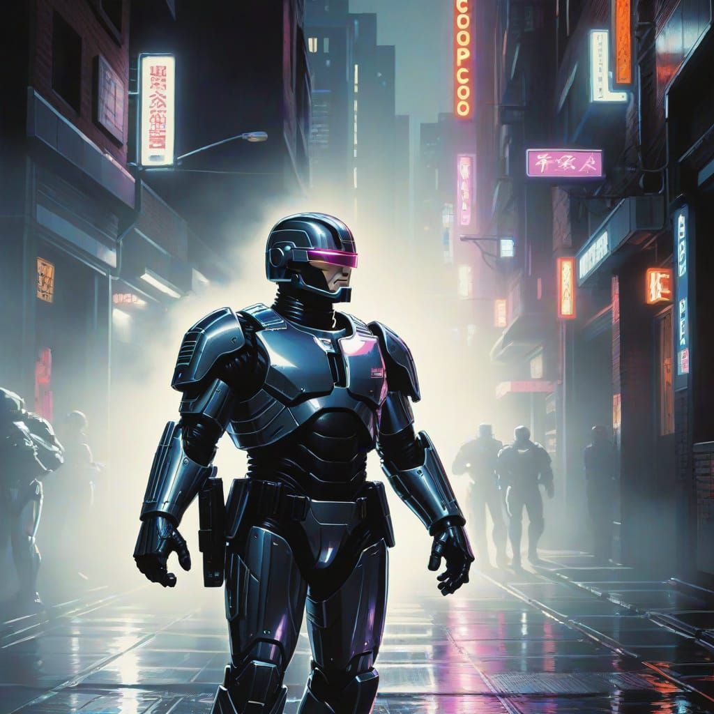 Robocop Portrait in Comic Book Art Style
