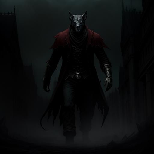 Menacing Shadow Hound in Engraving Style