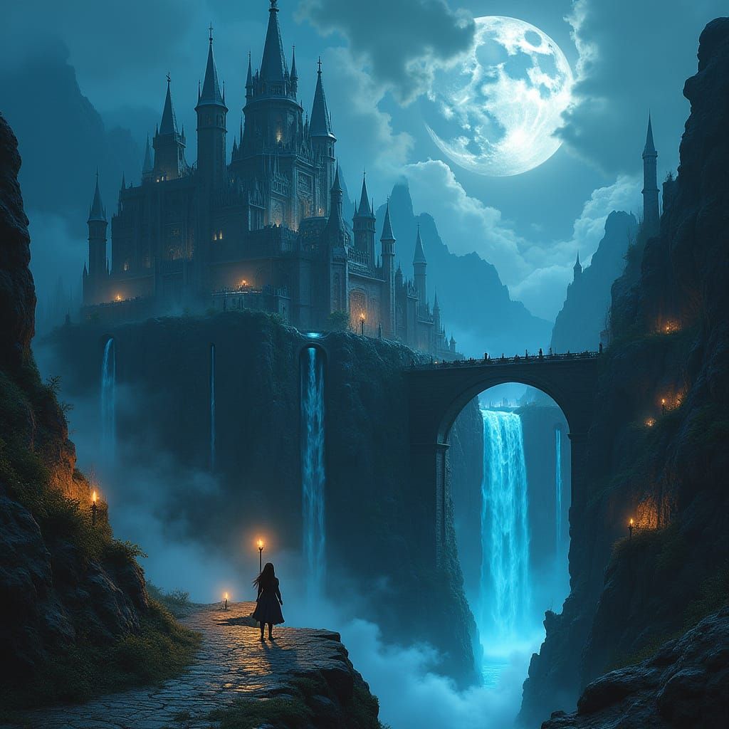 Gothic Citadel in Majestic Mountainside Splendor