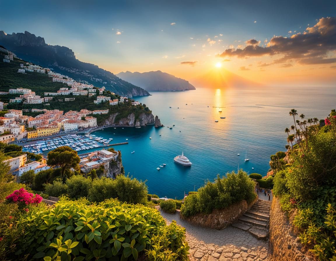 Amalfi Coast Cove at Golden Hour
