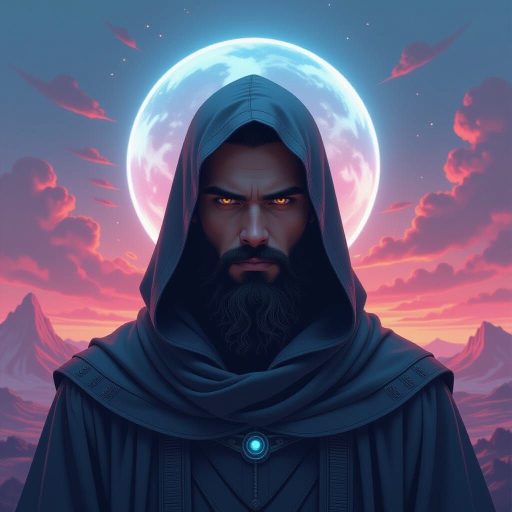 Majestic Self-Portrait in Ethereal, Futuristic Style