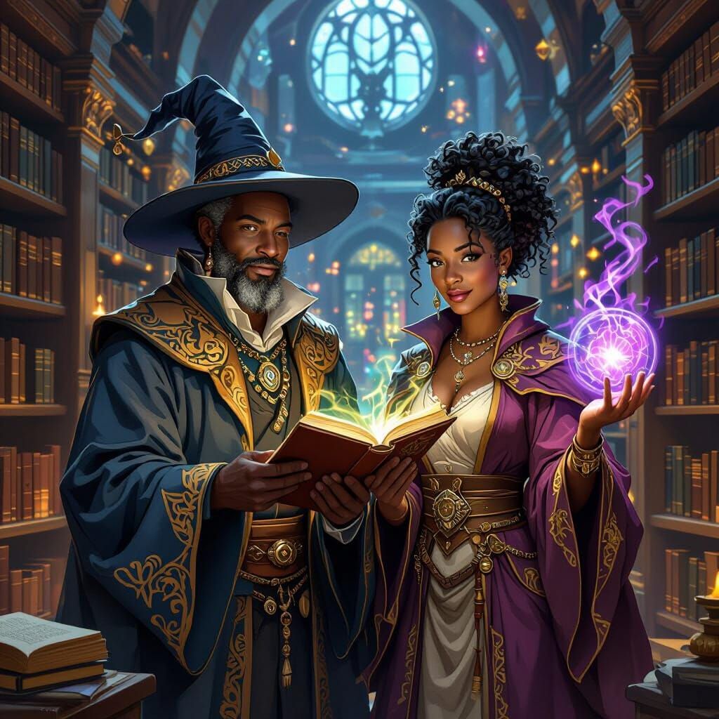 Ancient African American Wizards in Mystical High Fantasy Li...
