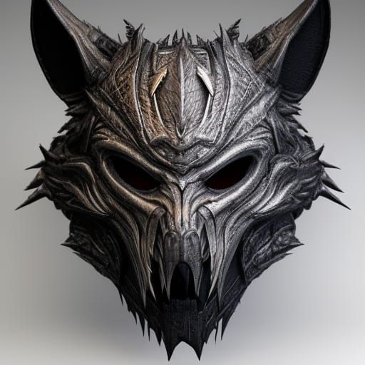 Intricate Fantasy Wolf Face Mask in 3D Style