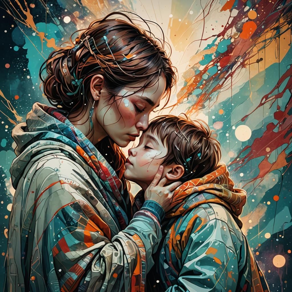 Touching Moment: Mother and Child in Digital Art