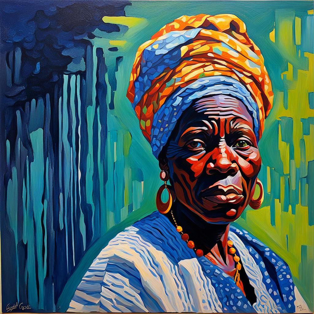 Gullah Geechee Woman in Impressionist Gouache Style