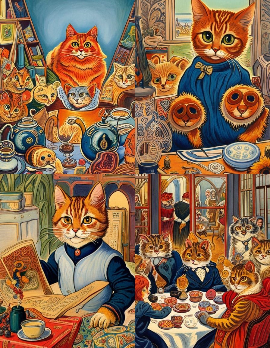 Psychedelic Cat Portrait in Whimsical Style