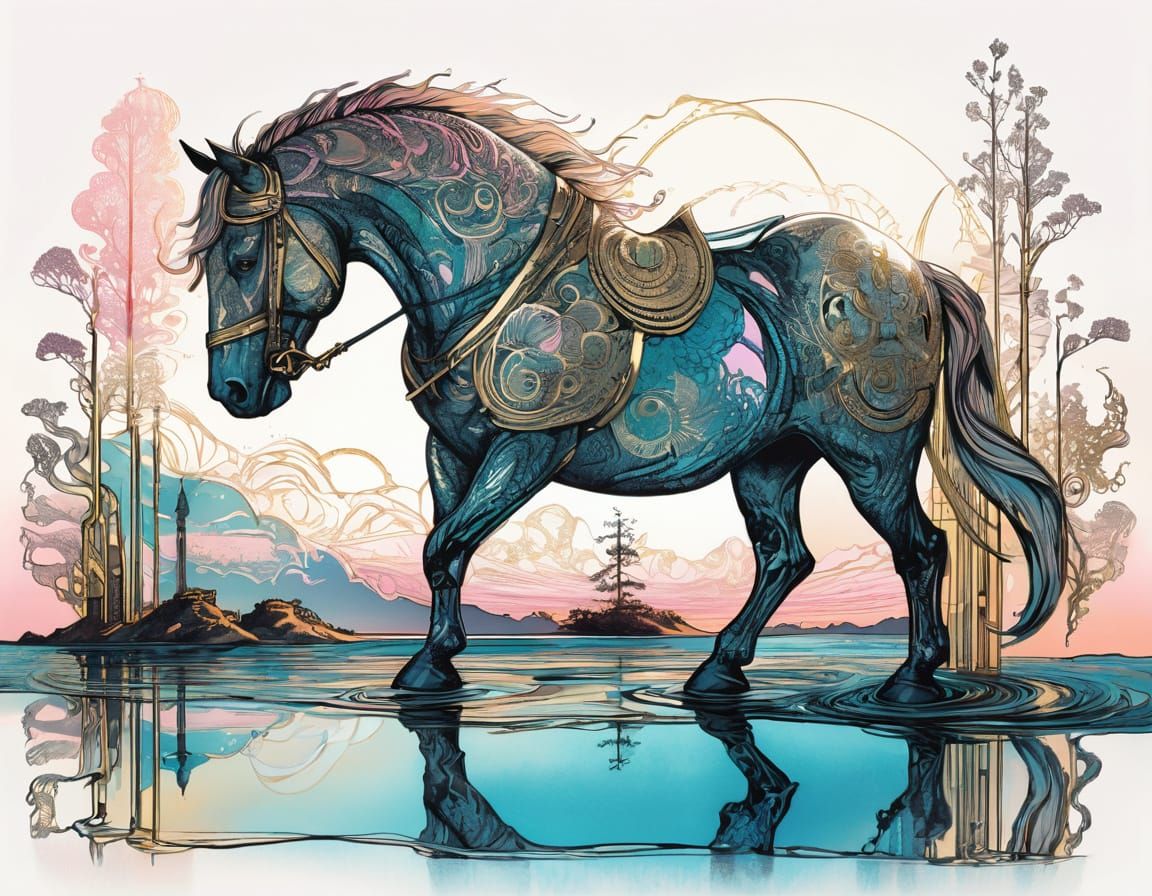 Ethereal D&D Ink Illustration in Soft Pink Glow