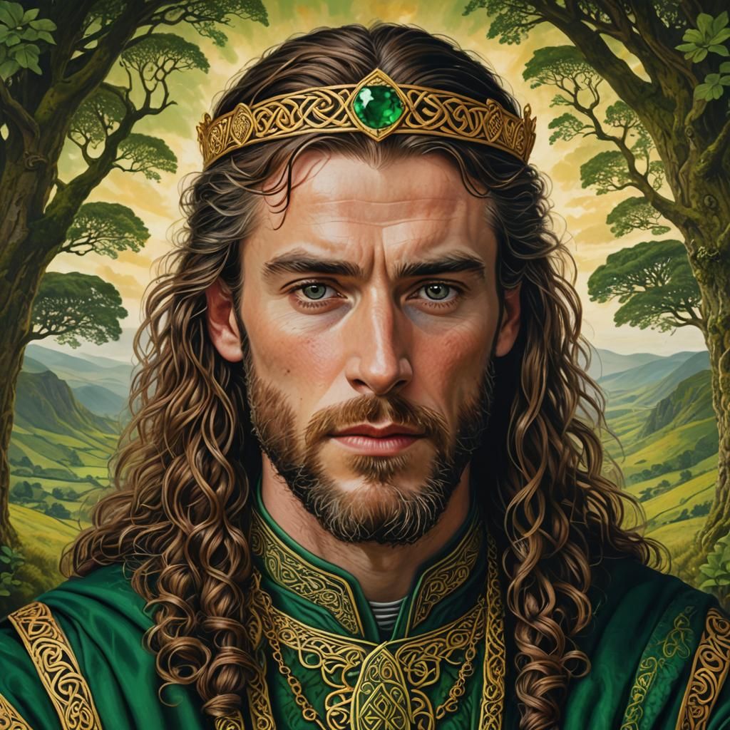 Irish King Portrait in Celtic Art Style