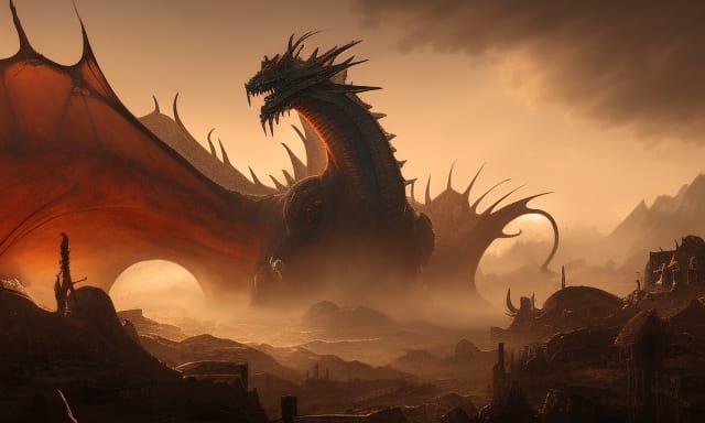 Sinister Poison Dragon in Wasteland Matte Painting