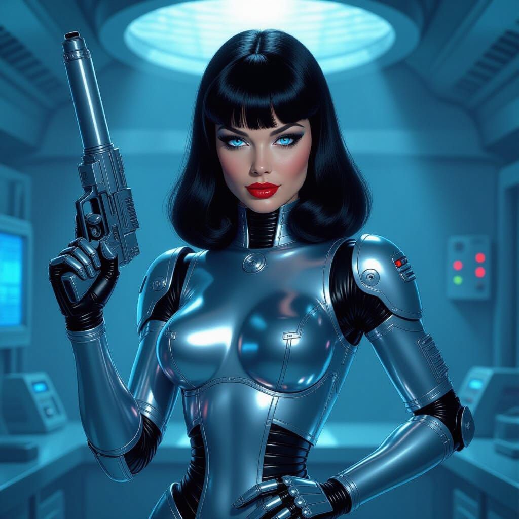 Retro Sci-Fi Android Pinup in Sorayama Style