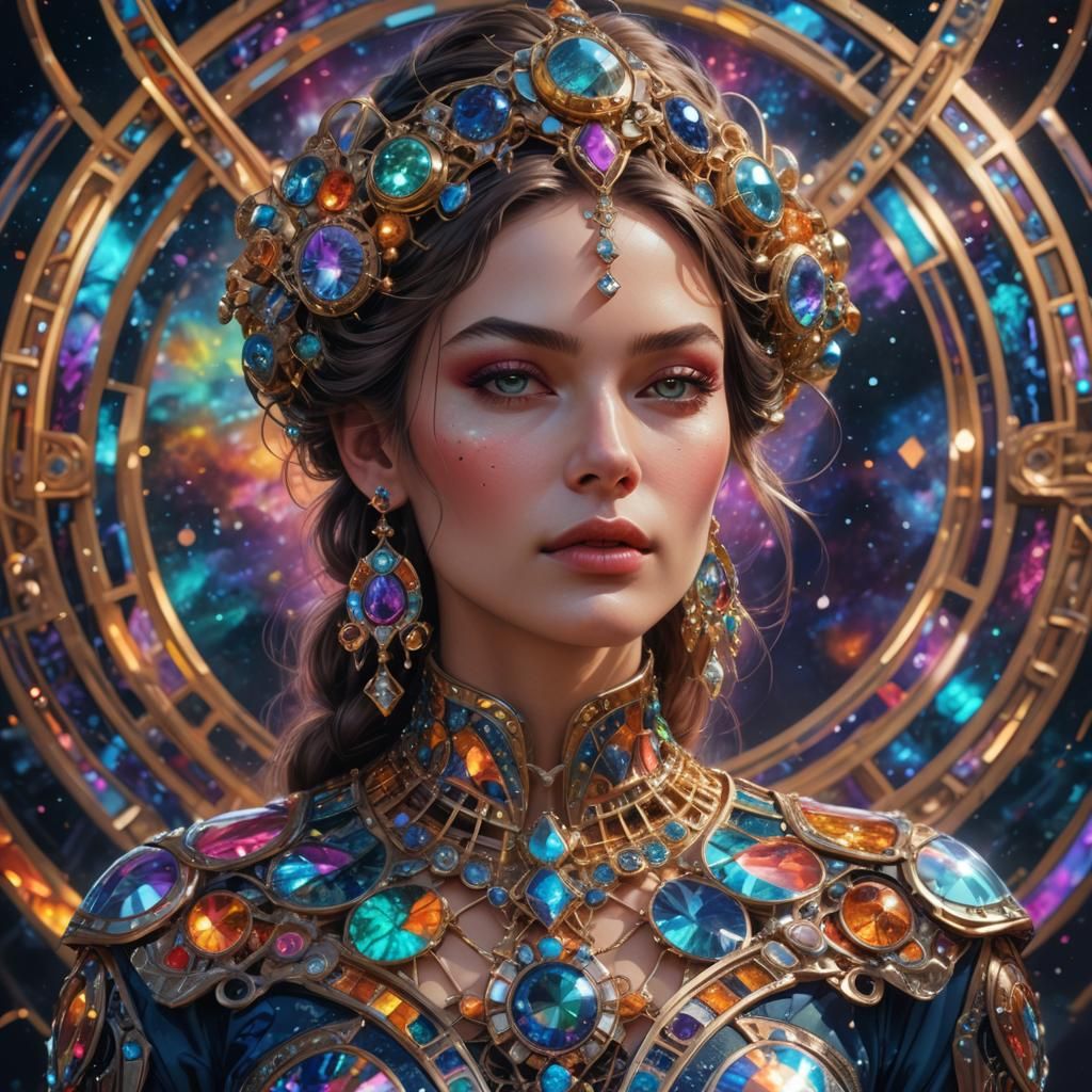 Futuristic Woman Portrait in Astral Cosmic Style