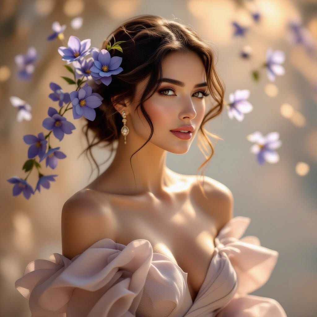 a beautiful woman captured with rapid, dynamic lines and sub...