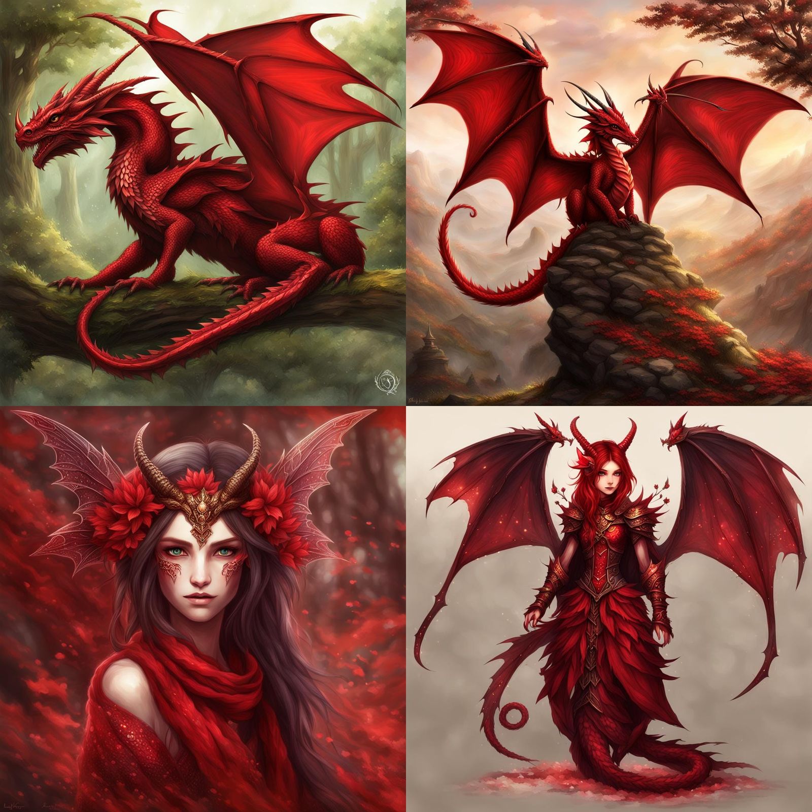 Red Female Faerie Dragon Illustration