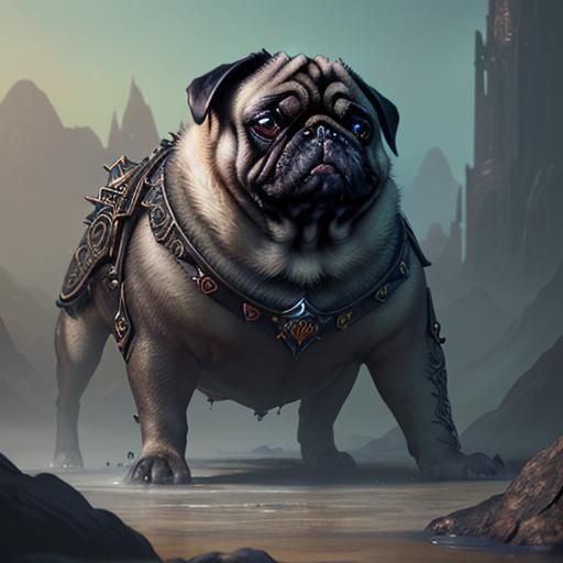 Detailed Matte Painting of a Pug in 8K