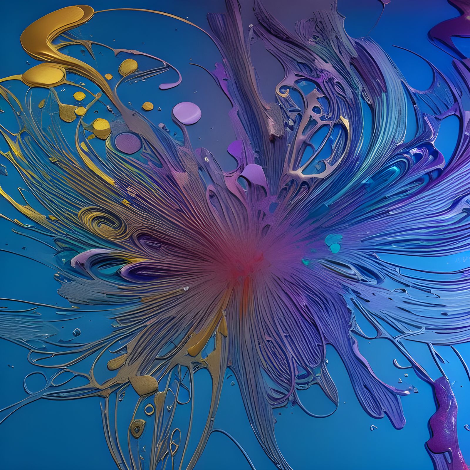 Vivid 3D Abstract with Glass and Aluminum Textures