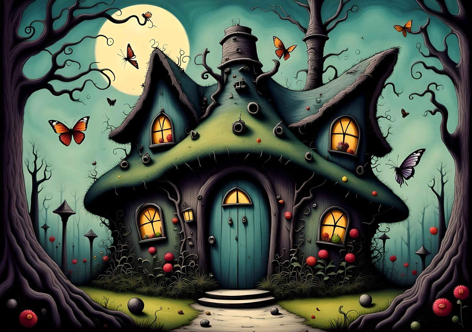 Whimsical Witch Hut in Burton Style