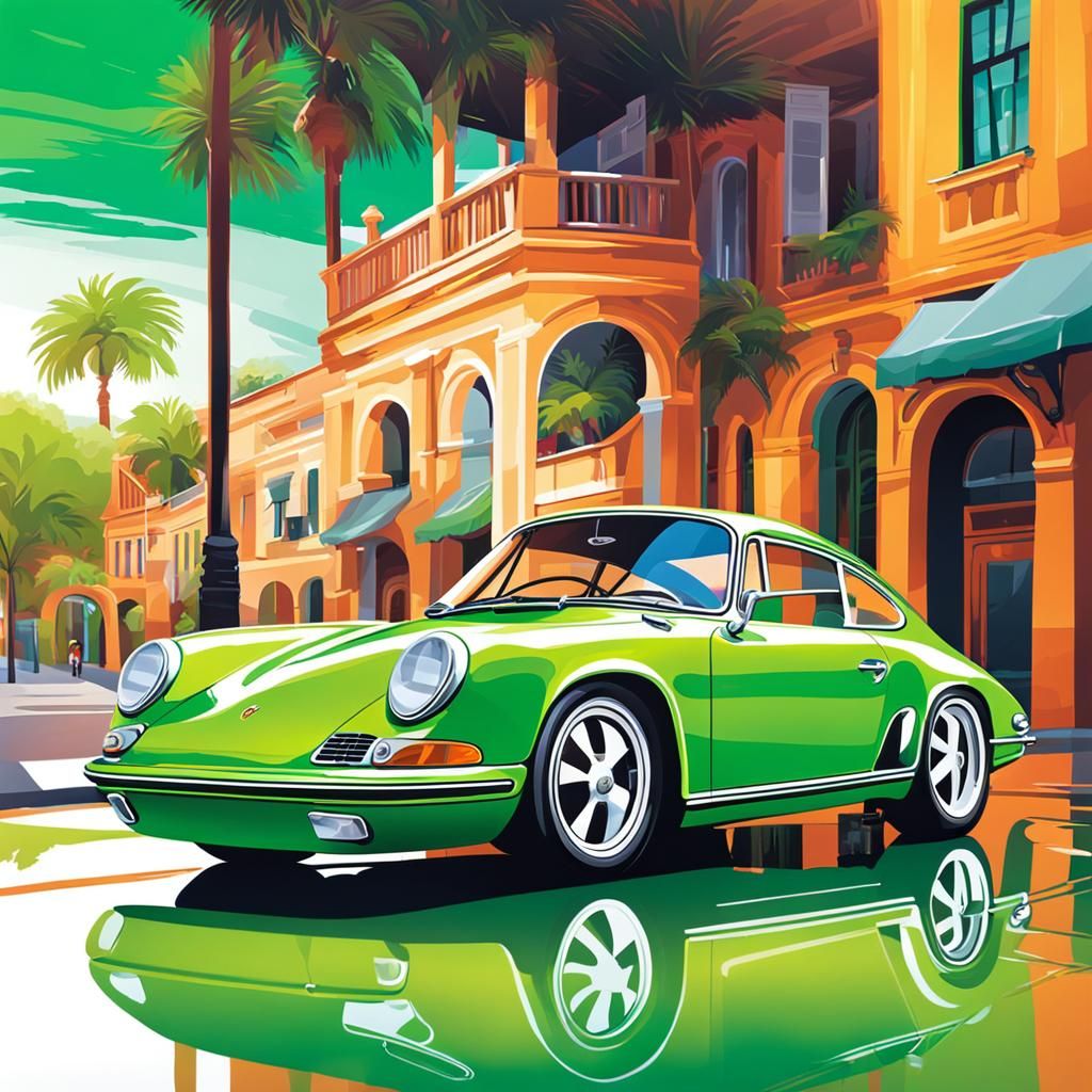 Classic Porsche Sports Car in Vector Style