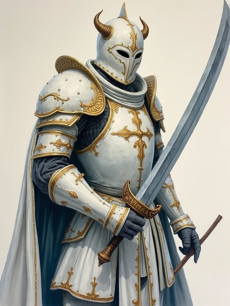 Gothic Warrior Monk in Ethereal Snowy Landscape