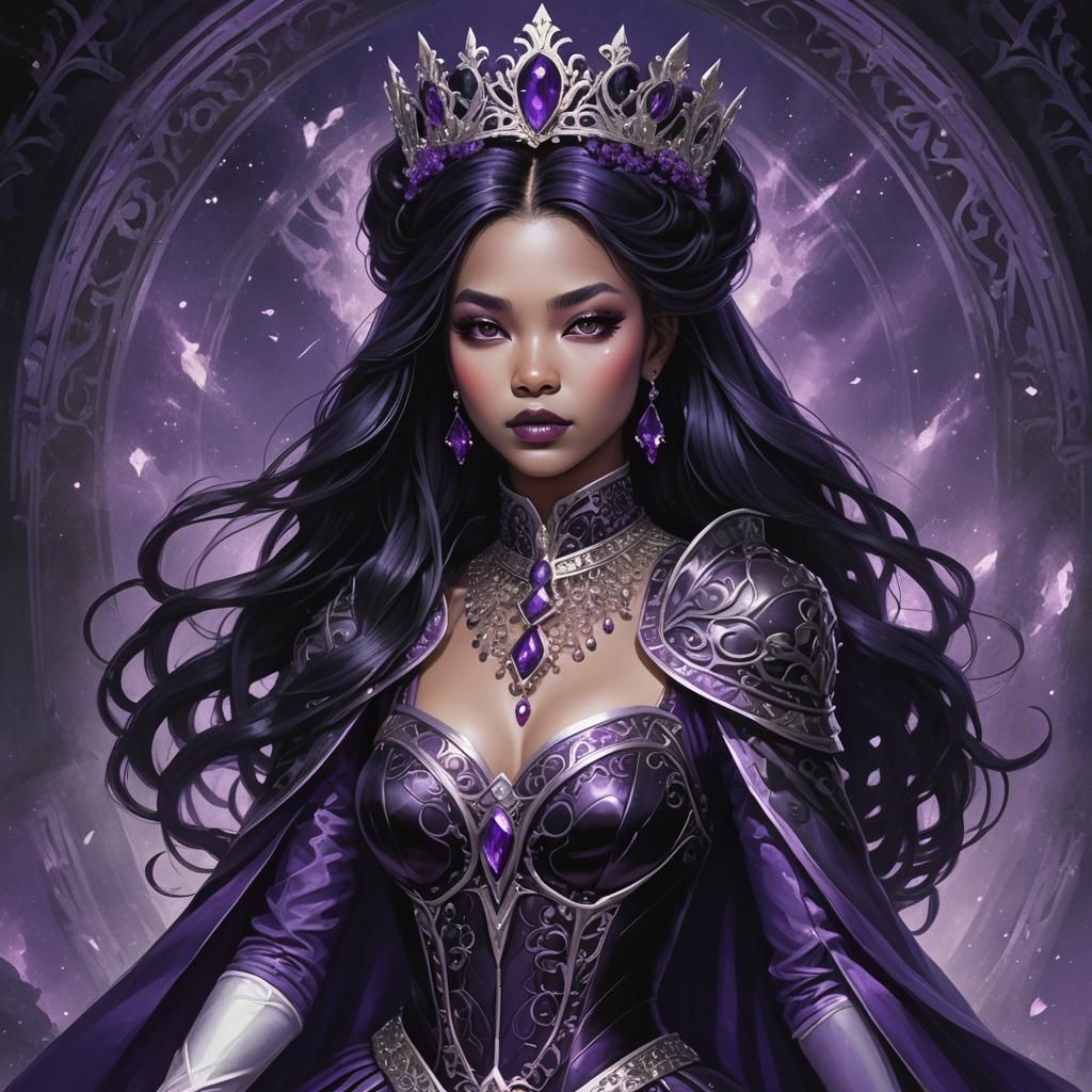 Purple-Black Kingdom Princess in Detailed Matte Painting