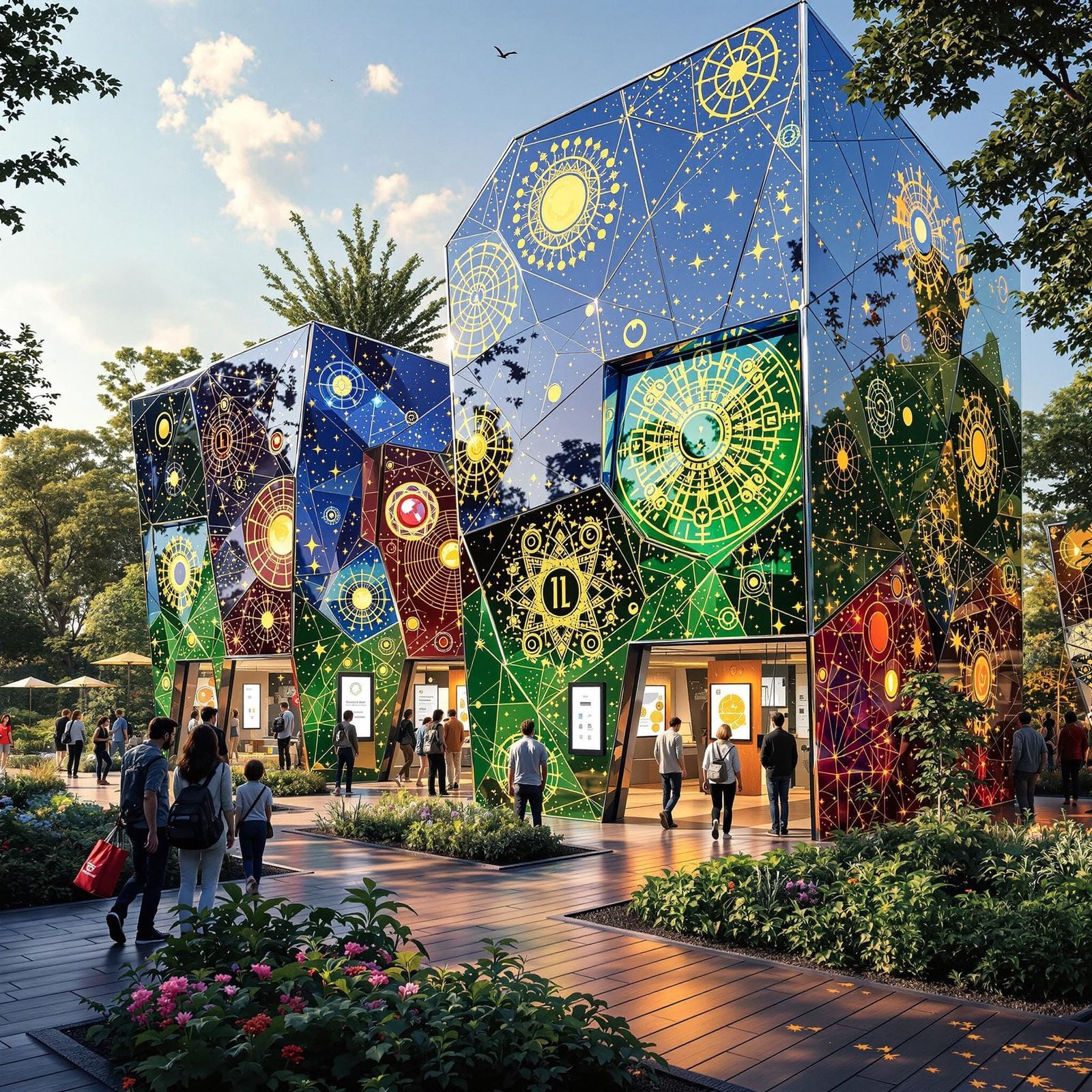 Gustav Klimt-Inspired Public Services Pavilions in a Vibrant...