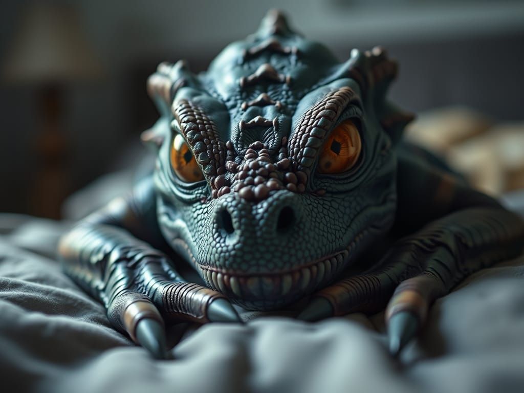 Gorgeous Reptilian Monster Portrait with Bokeh