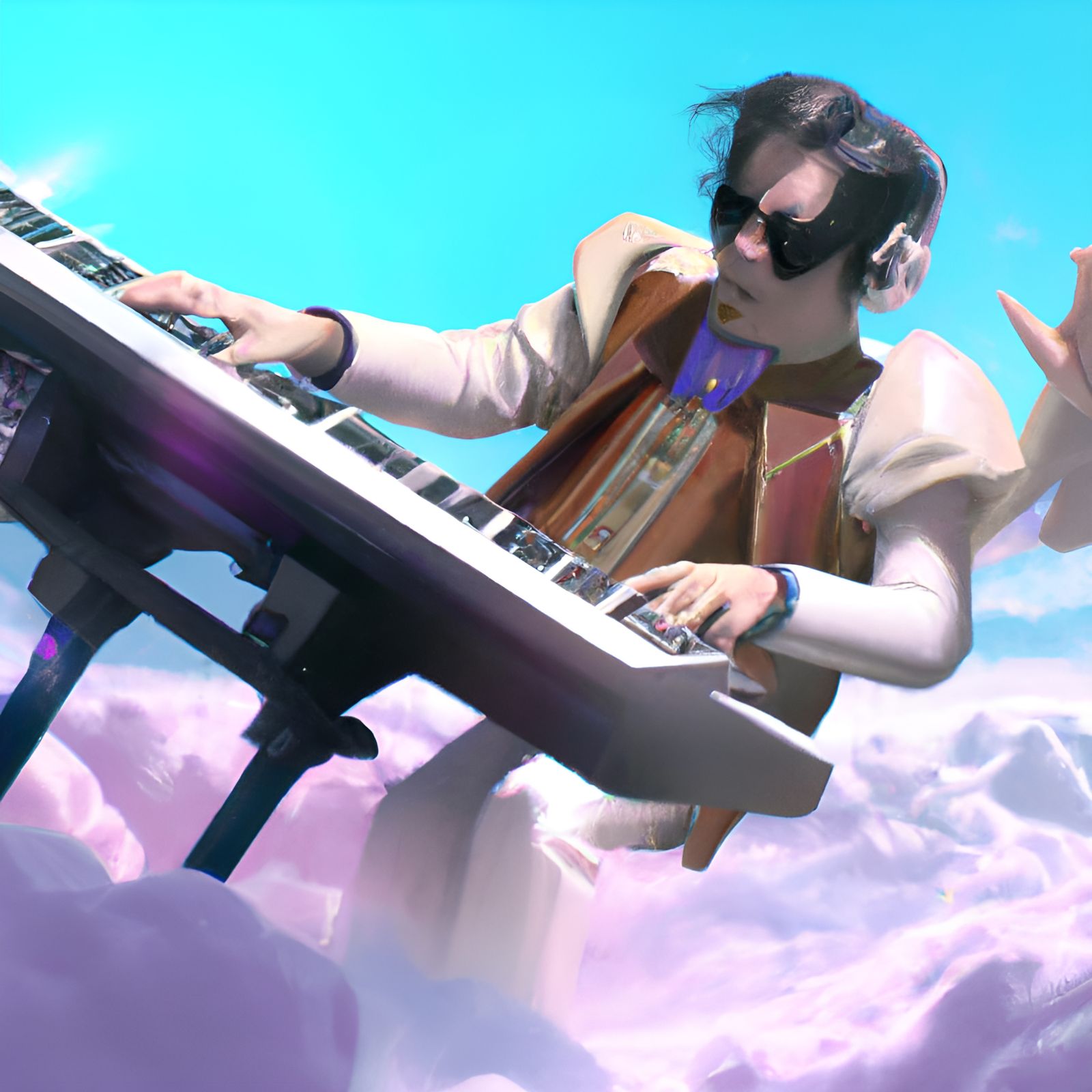 Magical Musician Propelled by Synthesizer Keyboard