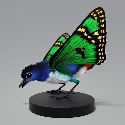 Iridescent Metal Butterfly Sculpture in Hyperrealism