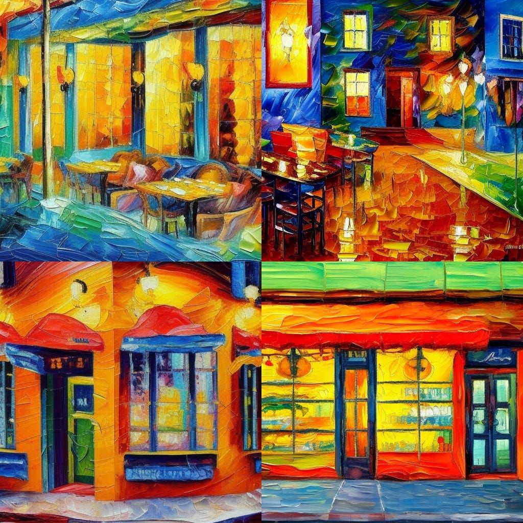 Restaurant Interior in Neo-Impressionist Style