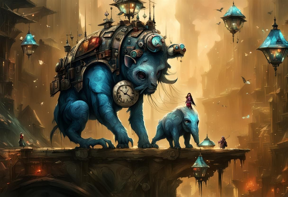 Clockpunk Crystal Rose Village with Cute Animals