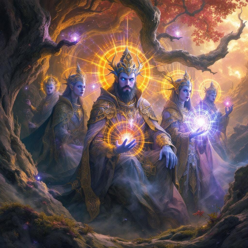 Majestic Archons in Ethereal Realm: Dreamlike Digital Art