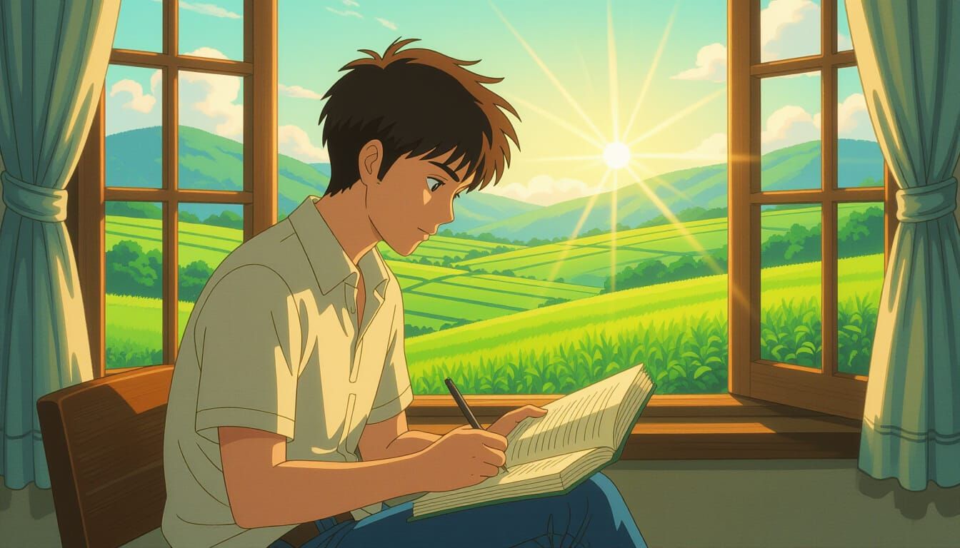 Indian Boy Arav in Sunrise Valley Anime Style