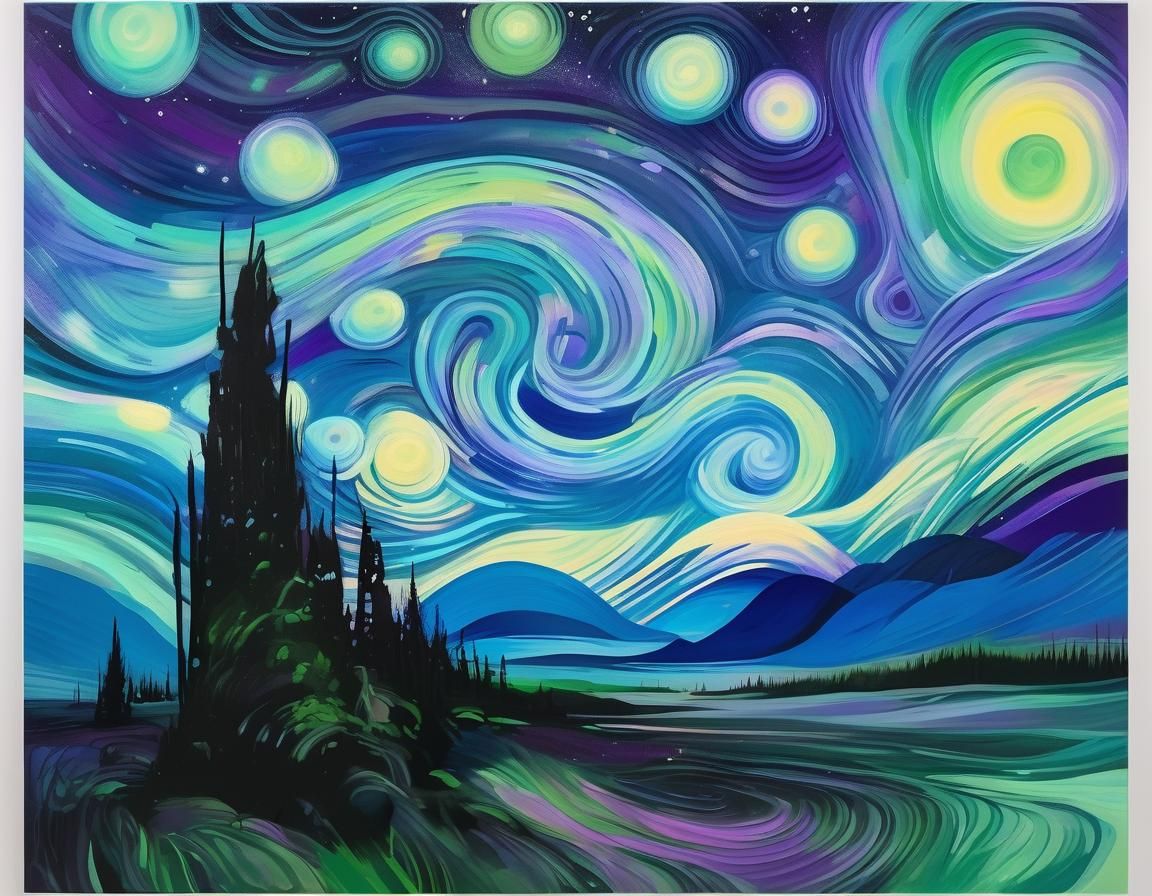 Arctic Aurora Borealis in Dreamlike Digital Landscape