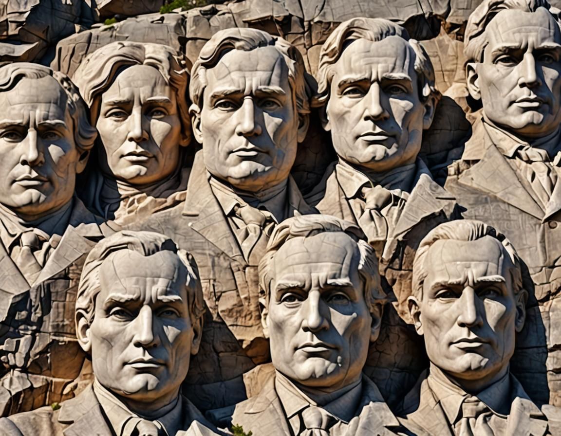 Mount Rushmore with 80s TV Show Faces