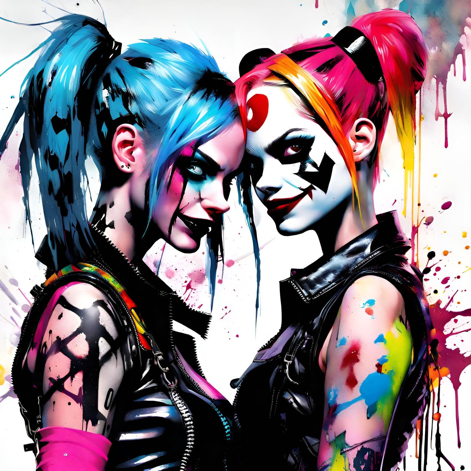 Jinx and Harley Quinn in Punk Latex Outfits
