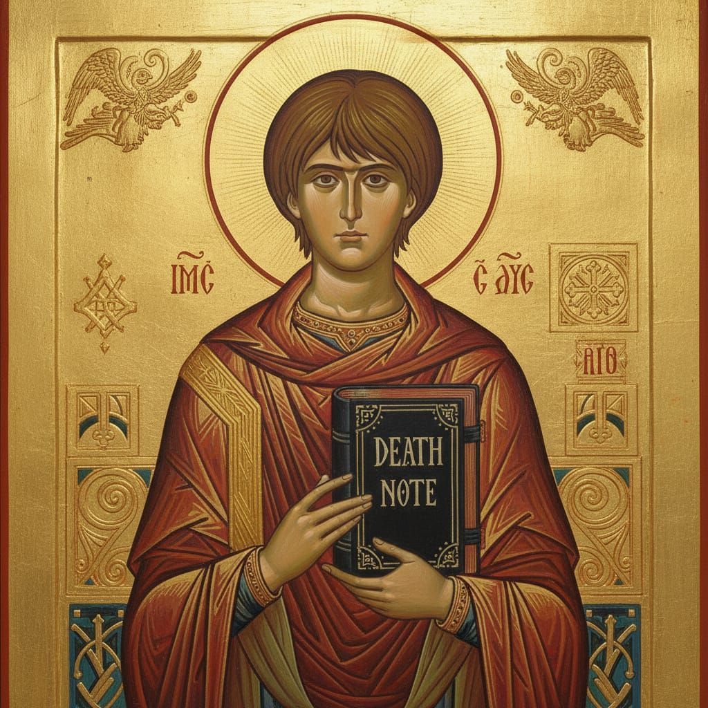 Medieval Saint Light Yagami Icon Tempera Painting