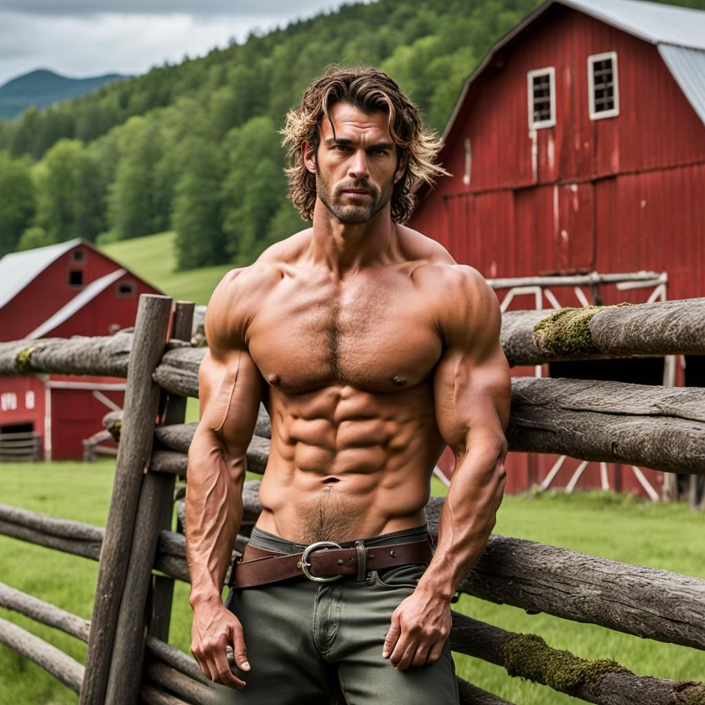 Ranch Hand Leaning on Fence in Digital Matte Painting